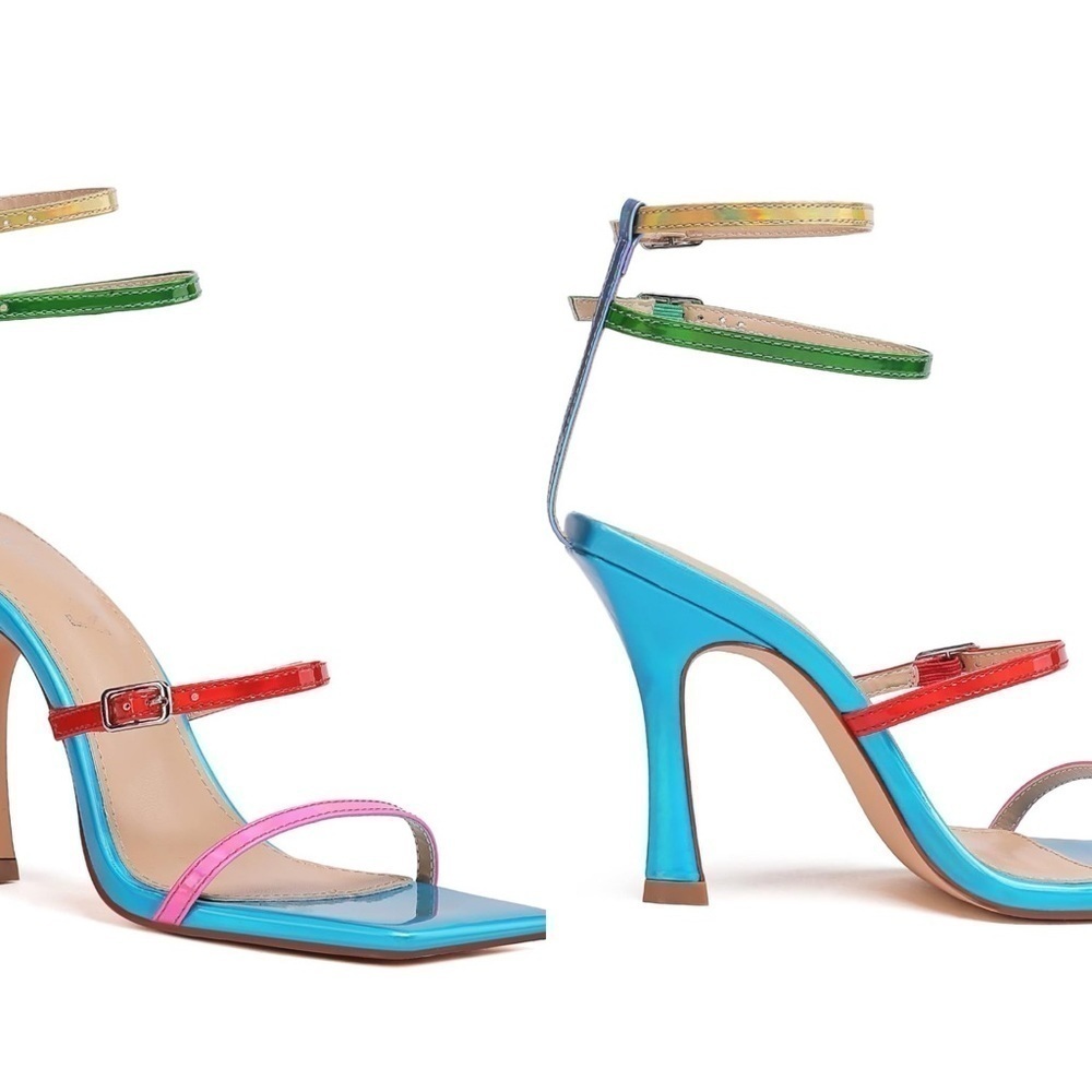 Vivianly Women'S Square Toe Strappy Heels Sandal Multi Color